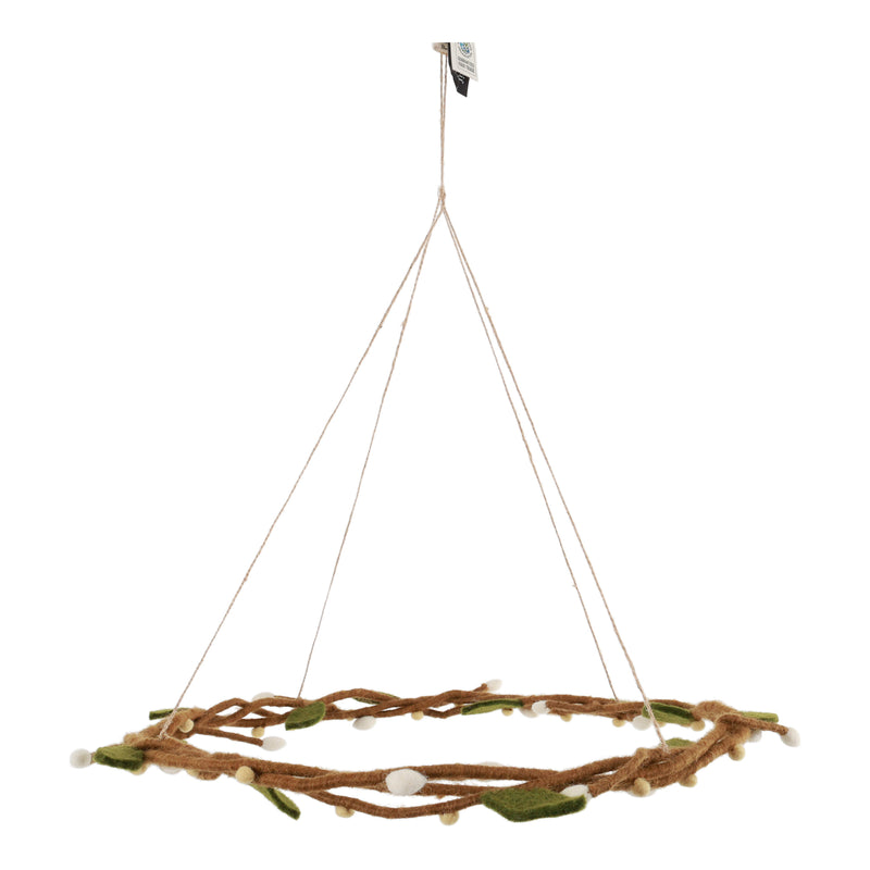 Gingerbread World European Market – En Gry and Sif Felted Wool Uniques – Willow Wreath for the Ceiling 16915