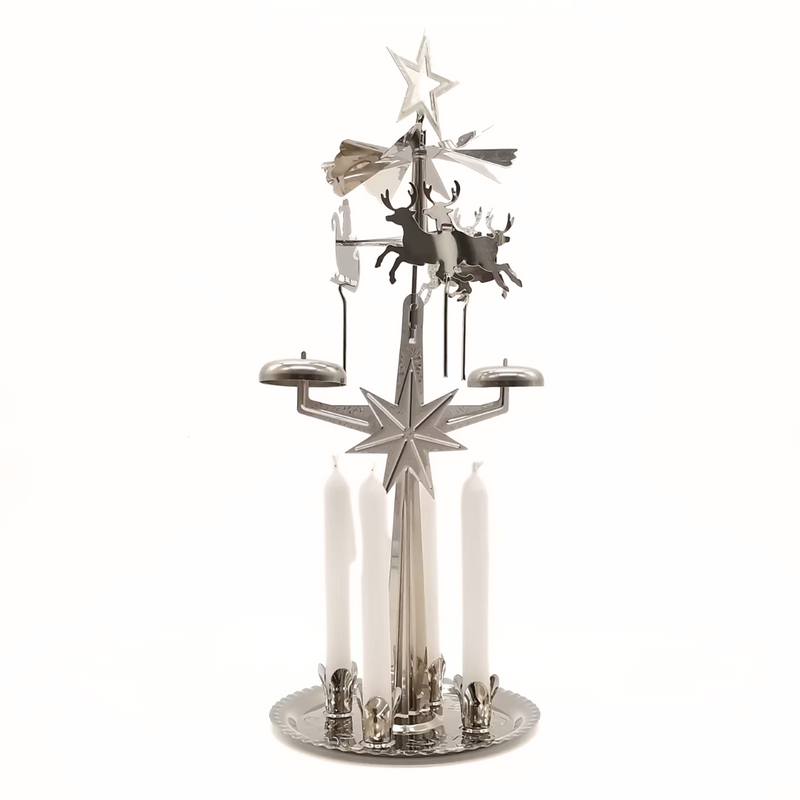 Gingerbread World European Market – Swedish Angel Chimes - Santa Motif - Silver MS843