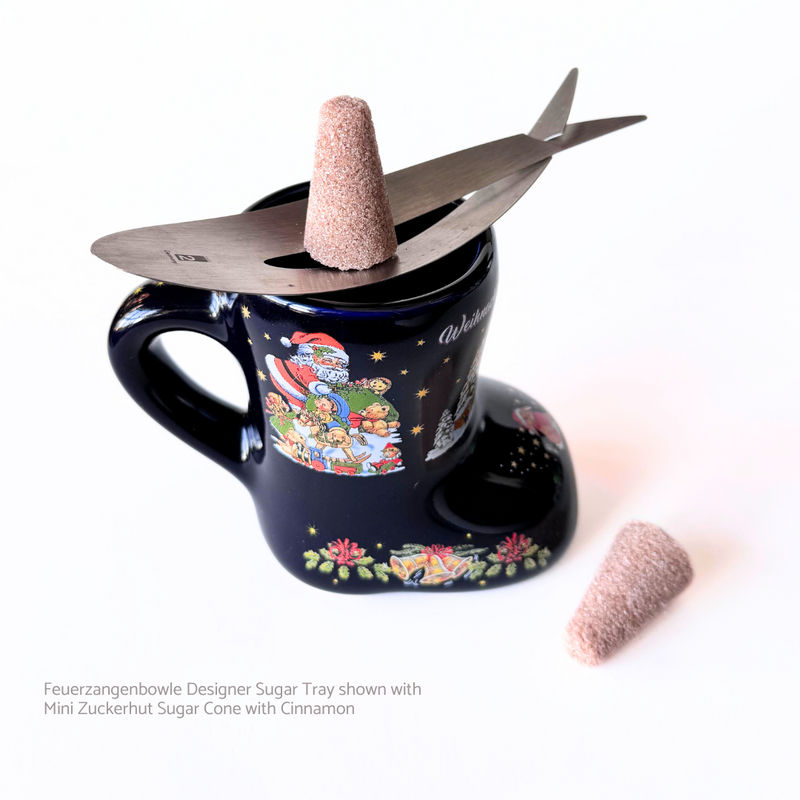 Gingerbread World Exclusive Feuerzangenbowle Mug shown with Mini Designer Tray and Mini Sugar Cones
