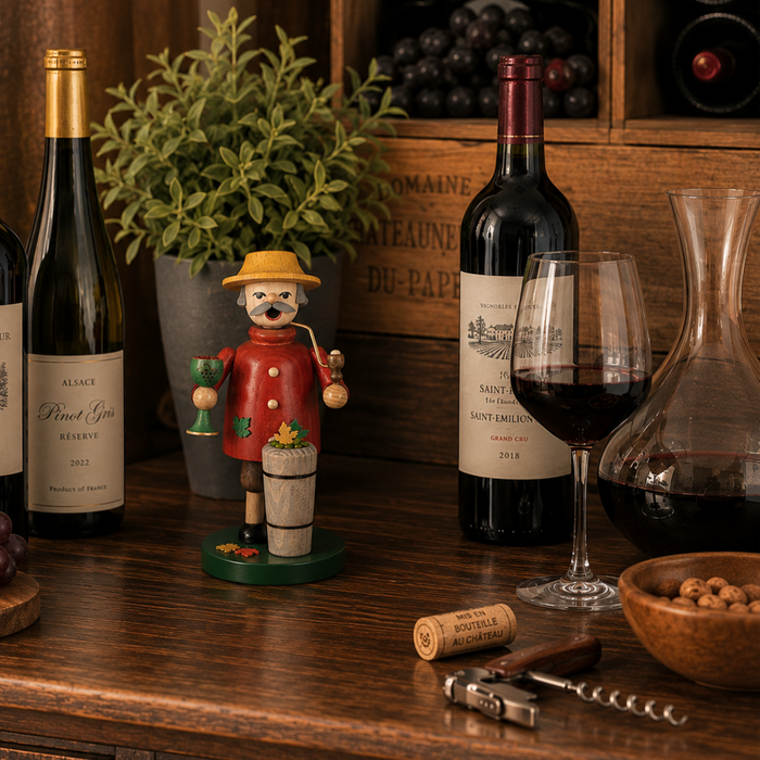 Gingerbread World German Christmas Market - Richard Glaesser Incense Smoker Figure - Vintner Wine Maker
