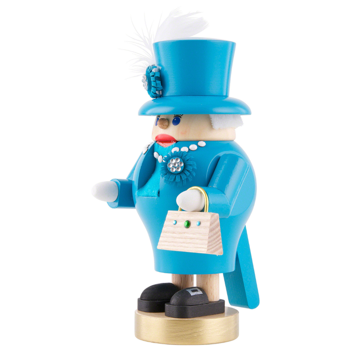 Handcrafted Richard Glässer German nutcracker depicting Queen Elizabeth II, made in Seiffen, Germany.