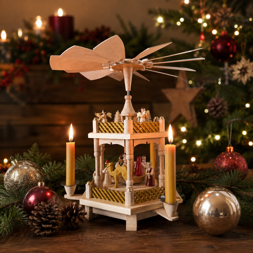 Gingerbread World German Christmas Market - Richard Glaesser Traditional Christmas Pyramid - Nativity Scene