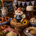 Gingerbread World German Christmas Market - Seiffener Volkkunst Nutcracker Bavarian with Stein and Pretzel 11332 in oktoberfest setting