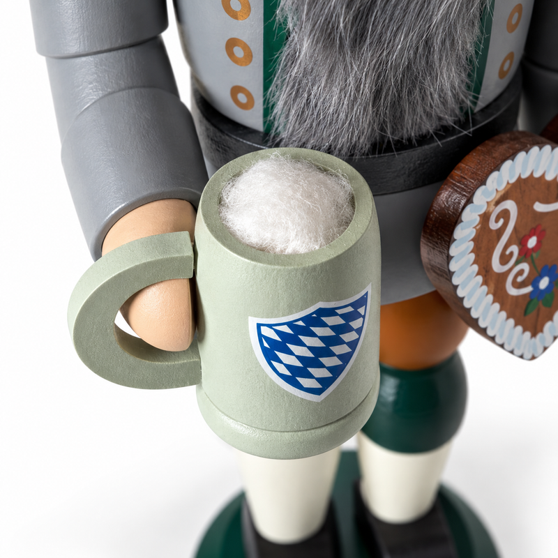 Gingerbread World German Christmas Market - Seiffener Volkskunst Nutcracker Bavarian Man with Lebkuchen und Beer Stein
