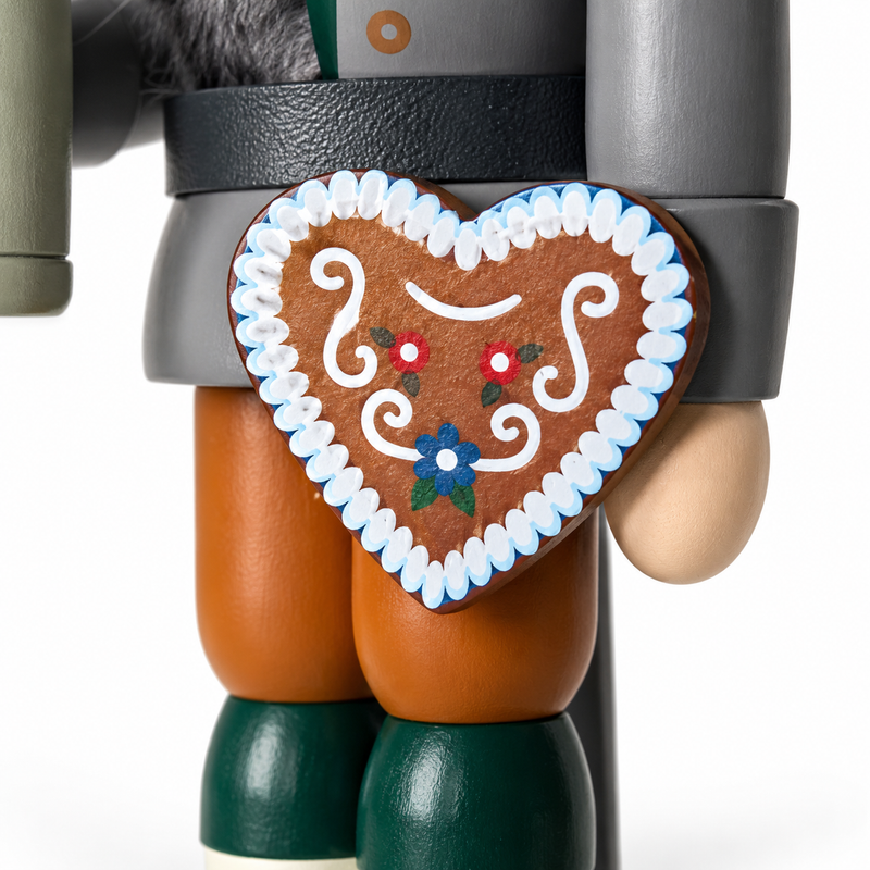 Gingerbread World German Christmas Market - Seiffener Volkskunst Nutcracker Bavarian Man with Lebkuchen und Beer Stein