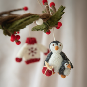Gingerbread World Gry and Sif Denmark Felted Wool Ornament - Penguin with Baby 14725