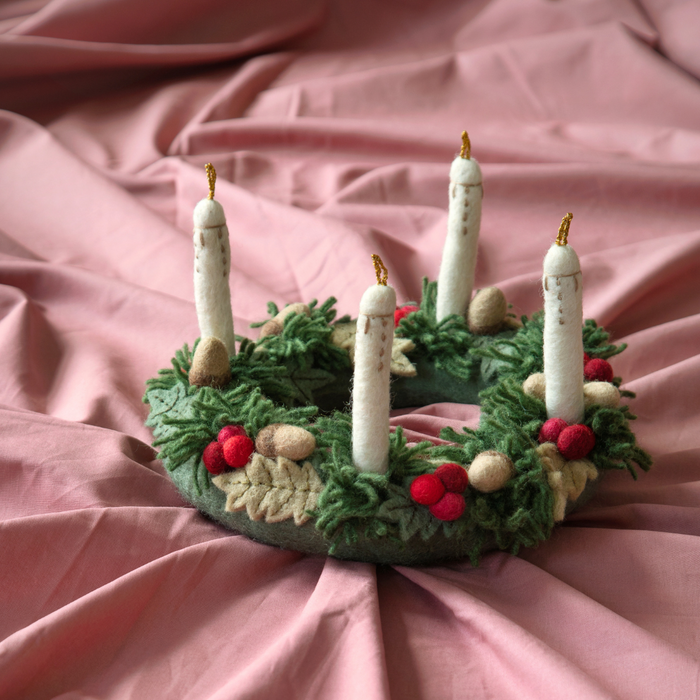 Gingerbread World Gry and Sif Denmark Felted Wool Ornament - Wreath Advent Ring 13925