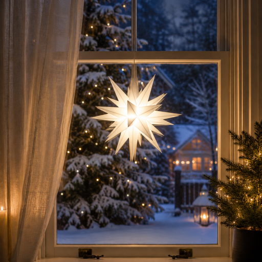 Gingerbread World Herrnhuter Stars Canada - Small White Star - festive window decoration 