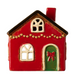 Gingerbread World IB Laursen Denmark – Ceramic Tealight House - Stillenat Cottage with Red Bow on Door 27695-33