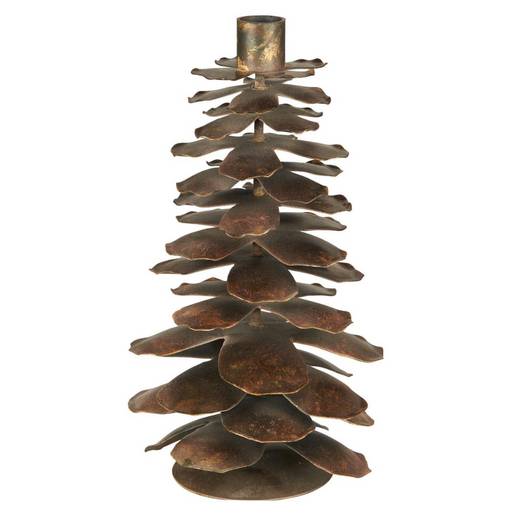 Gingerbread World IB Laursen Denmark – Metal Pine Cone Candle Holder, Antique Gold, 26 cm 57256-17