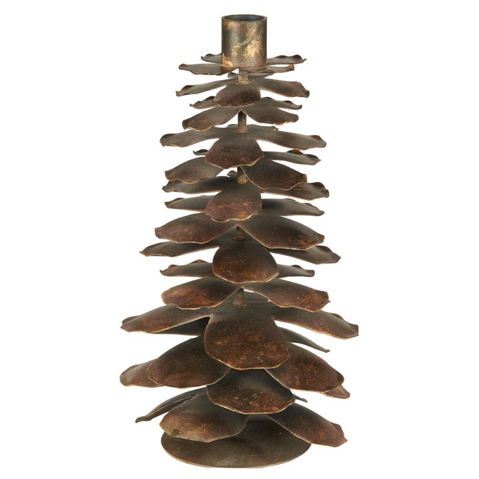 Gingerbread World IB Laursen Denmark – Metal Pine Cone Candle Holder, Antique Gold, 26 cm 57256-17