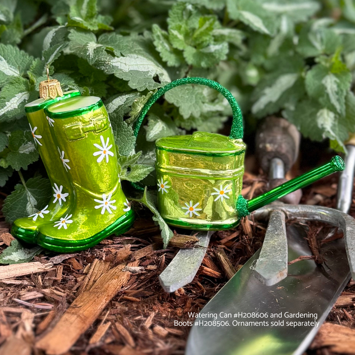 Gingerbread World Inge-Glas Blown Glass Ornaments - Ornaments for Gardeners and Green Thumbs - Watering Can and Rubber Boots - 