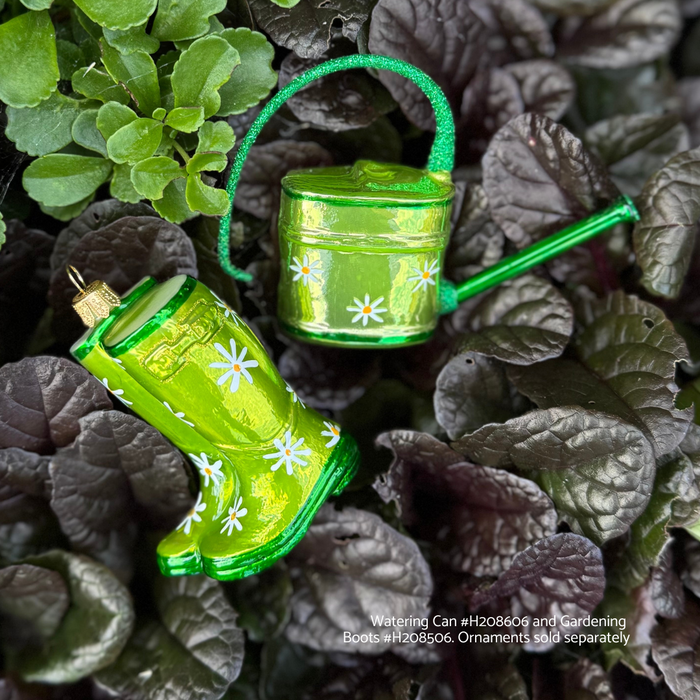 Gingerbread World Inge-Glas Blown Glass Ornaments - Ornaments for Gardeners and Green Thumbs - Watering Can and Rubber Boots - 