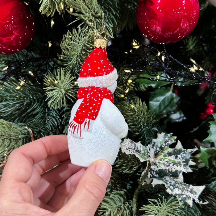 Gingerbread World Polish Blown Glass Ornament – Snowman with Mittens and Scarf 199404