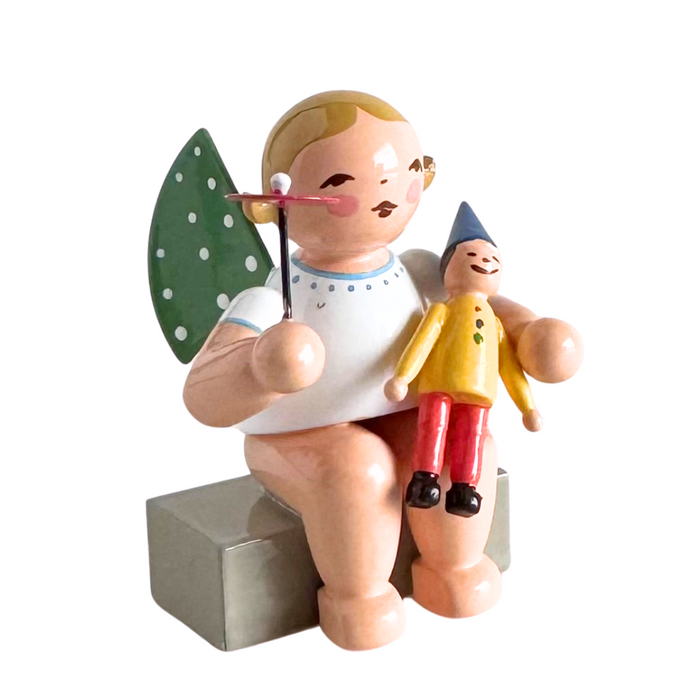 Gingerbread World Wendt und Kuehn - Angel with Jester and Umbrella 650-170 - blond hair