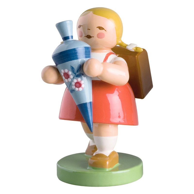 Gingerbread World Wendt und Kuehn - Blumenkinder and Friends - School Girl with pig tails and Schultüte School Cone 5241-6
