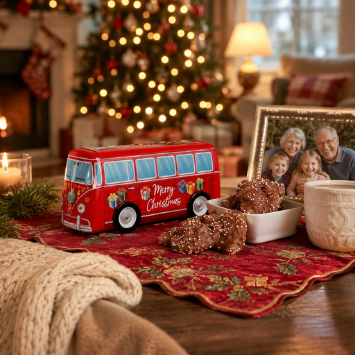 Gingerbread World Wicklein Lebkuchen Canada - Bus Tin 2026 with Chocolate Fruit Cookies