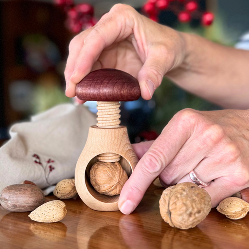 Natural beechwood wooden screw nutcracker functional European nutcracker made in Poland – Gingerbread World European Christmas