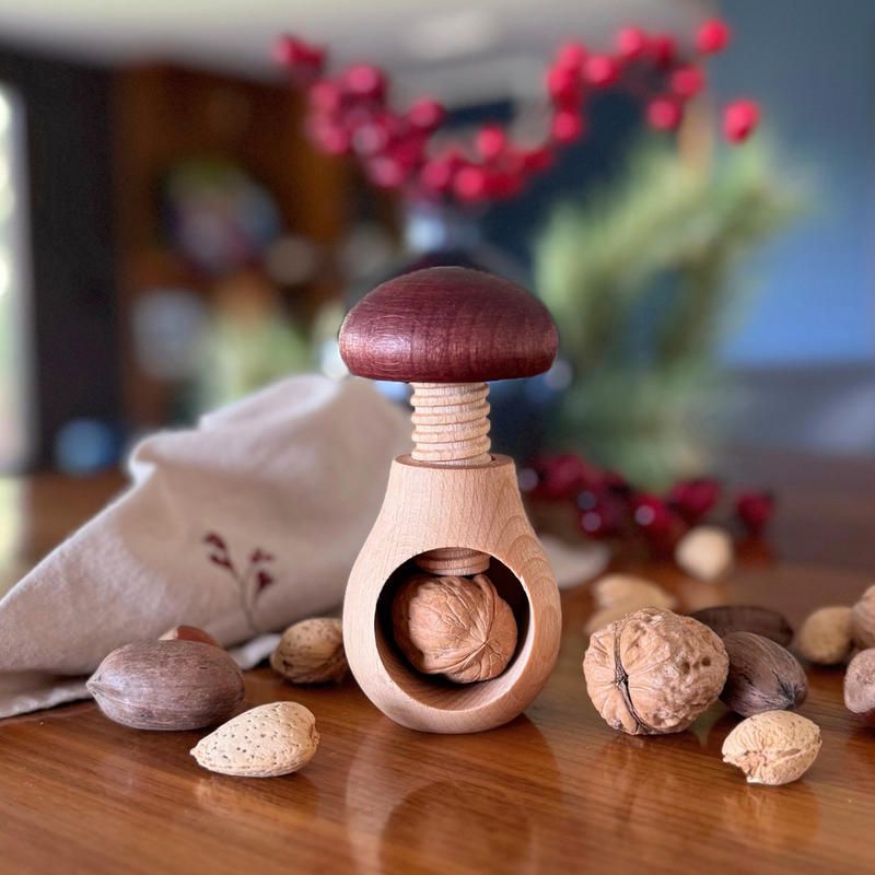 Natural beechwood wooden screw nutcracker functional European nutcracker made in Poland – Gingerbread World European Christmas