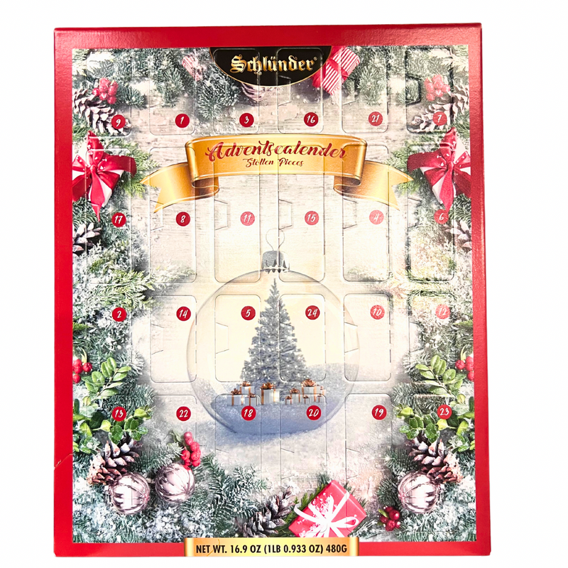 Schlünder Dresdner Stollen Advent Calendar with 24 authentic German Stollen treats and Dresden Striezelmarkt illustration | Gingerbread World European Christmas