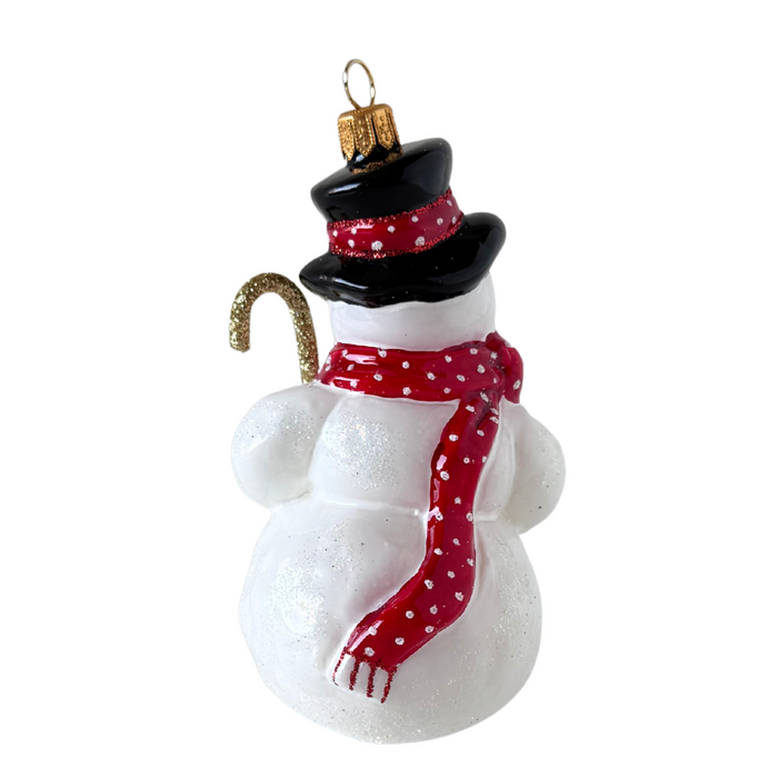 Polish Blown Glass Ornament – Snowman with Top Hat and Cane