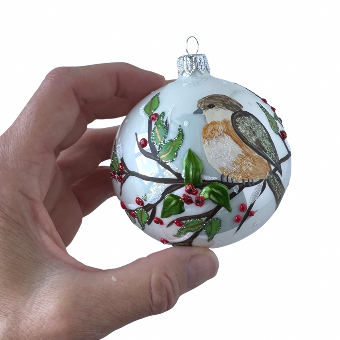 Polish Blown Glass Ornament – Hand-Painted Songbird Christmas Ball