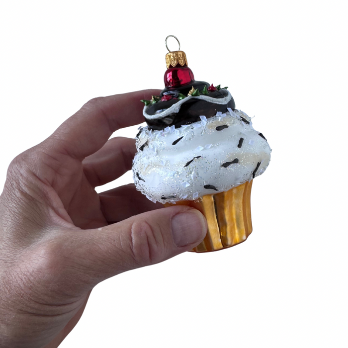 Polish Blown Glass Ornament – Cupcake with Cherry on Top