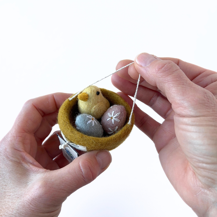 Gry & Sif Felted Wool Nest with Eggs and Chick