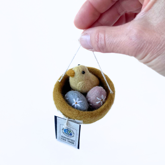 Gry & Sif Felted Wool Nest with Eggs and Chick