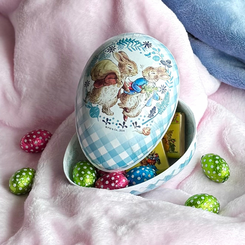 Paper Mâché Easter Egg Gift Box - Beatrix Potter Peter Rabbit Storybook Motifs, 12 cm