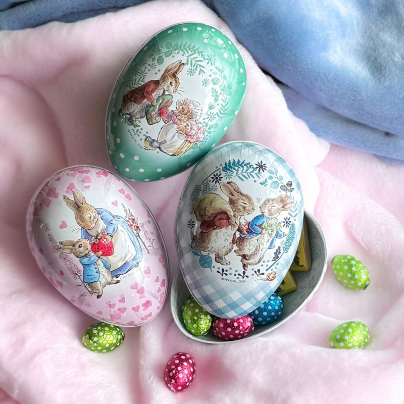 Paper Mâché Easter Egg Gift Box - Beatrix Potter Peter Rabbit Storybook Motifs, 12 cm