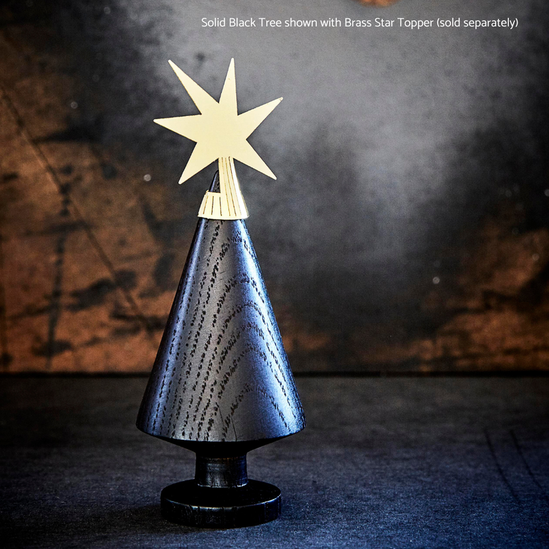 The Oak Men Scandinavian Wooden Tree, Large Solid with Brass Star Topper