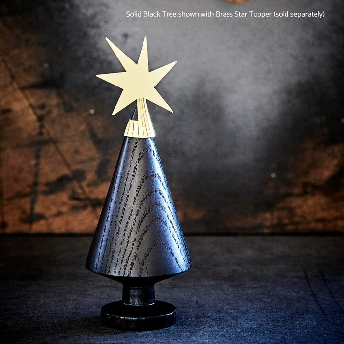 The Oak Men Scandinavian Wooden Tree, Large Solid with Brass Star Topper
