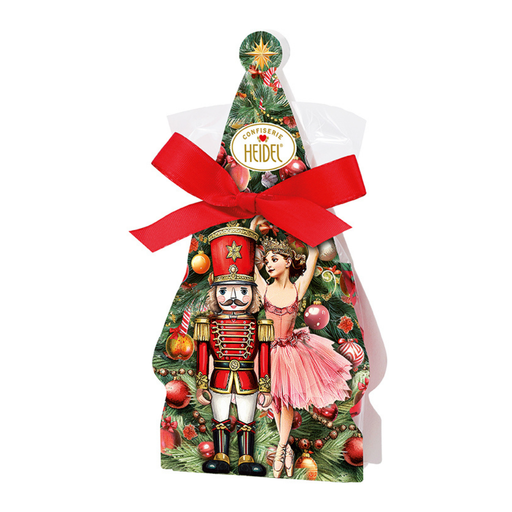 Heidel Fairy Tale Chocolate Gift Bag with Christmas tree header card inspired by The Nutcracker and individually wrapped German milk chocolate pralines.