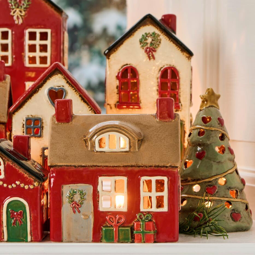 Gingerbread World European Christmas - Porcelain Tealight Houses Candles Candle Holders and more