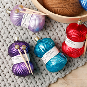 Gingerbread World Inge-Glas Canada - Mouthblown Glass from Germany - Knitting Ornament Skein of Purple Yarn with Knitting Needles