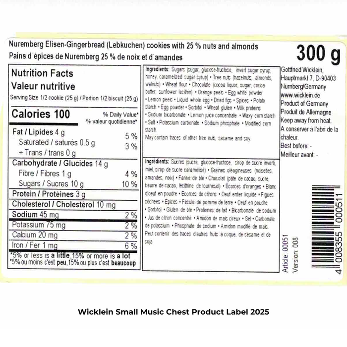 Wicklein Lebkuchen Kling Glöckchen Tin – Musical Chest with Elisen Cookies