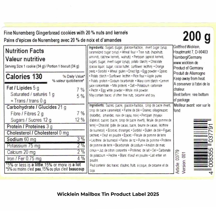 Wicklein Lebkuchen Letters to Santa Mailbox Tin