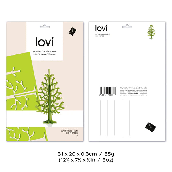 Lovi Finland "Spruce Tree" 3D Puzzle, 14 cm, Light Green