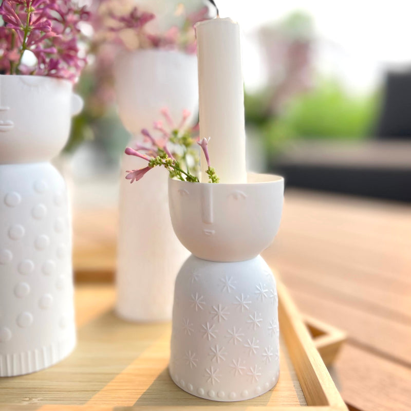 European Ware Haus Raeder Canada - Porcelain Stories Candle Holders shown as a set of 3