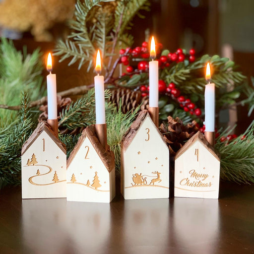 Waldfabrik Advent Candle Cottages, Set of 4 from Gingerbread World Canada