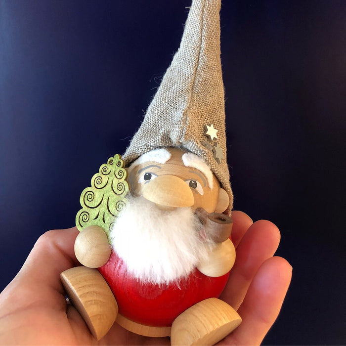 Seiffener Volkskunst Forest Dwarf Christmas Incense Smoker - Santa