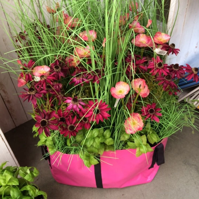 Blooming Walls Canada The Green Bag® Plant Bag, Medium - Pink Bag filled with Flowers and Grasses