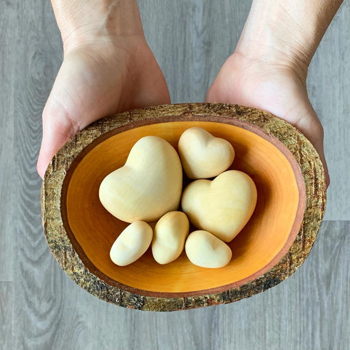 Gingerbread World European Market - Waldfabrik Wood Folk Art - Maple Wood Heart Ornaments - Three Sizes Available