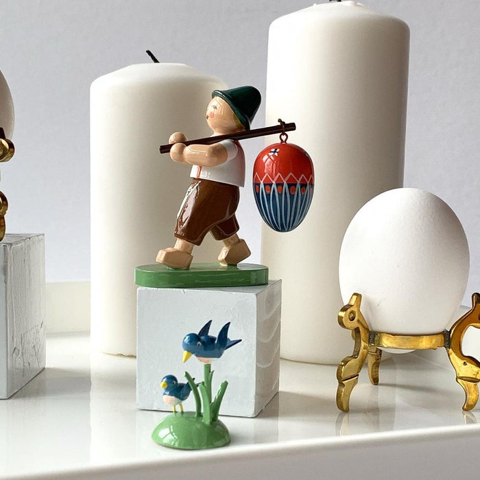European Ware Haus Eater Decor from Germany - Brass Egg Stand and handcrafted figures from Wendt und Kuehn