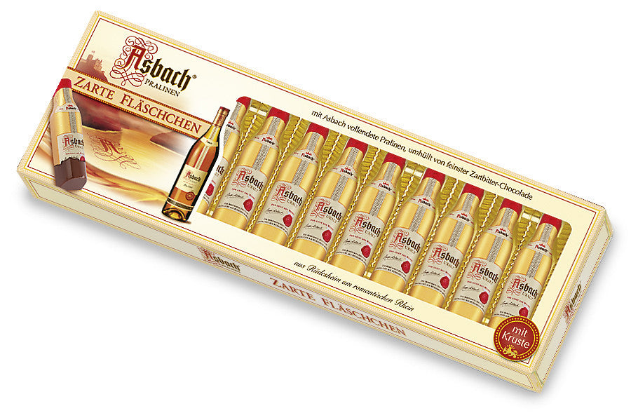 Asbach Uralt brandy bottles. Dark chocolate bottles w/ premium brandy