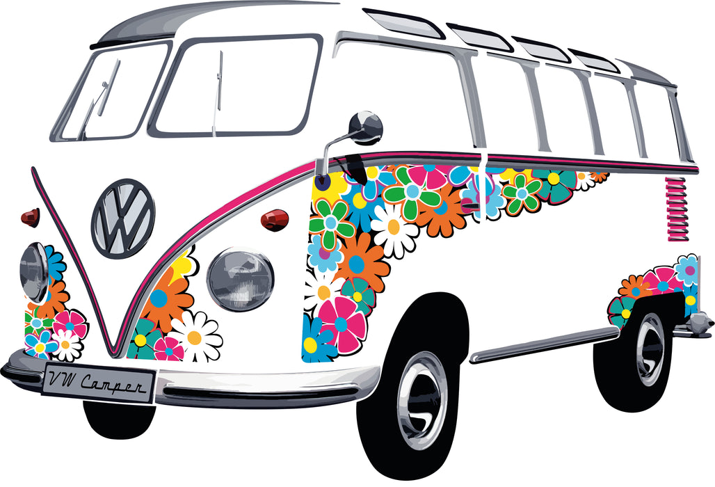 Classic Volkswagen Giant Wall Decal - Put a VW Bug or Bus on your Wall