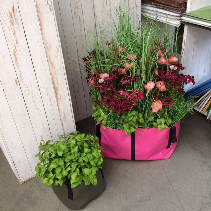 Blooming Walls Canada The Green Bag® Plant Bag, Medium - Pink Bag shown with Small Olive Green Bag
