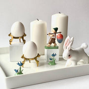 European Ware Haus Eater Decor from Germany - Brass Egg Stand and handcrafted figures from Wendt und Kuehn