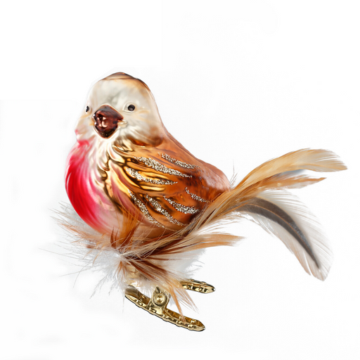 European Ware Haus Gingerbread World Glass Christmas Ornament – Inge-Glas Clip On Bird Robin